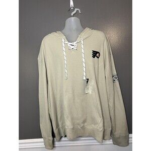 Philadelphia Flyers Hoodie Mens 2XL Beige NHL Hockey Lace Up Thermal Calhoun